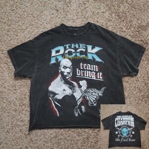 WWE The Rock‎ Mens XL People's Champ Final Boss Short Sleeve Gym Casual Shirt